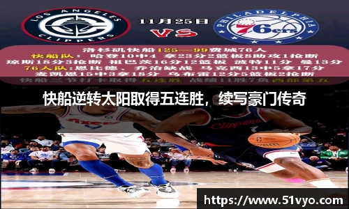 快船逆转太阳取得五连胜，续写豪门传奇
