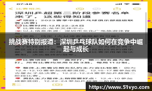 挑战赛特别报道：深圳乒乓球队如何在竞争中崛起与成长